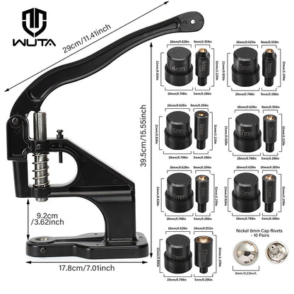 WUTA Manual Hand Press Tool for Snap Buttons, Rivets & Eyelets Installation Tool