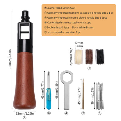 Leather Sewing Awl  Kit Leathercraft Stitch Awl Tool Set | WUTA