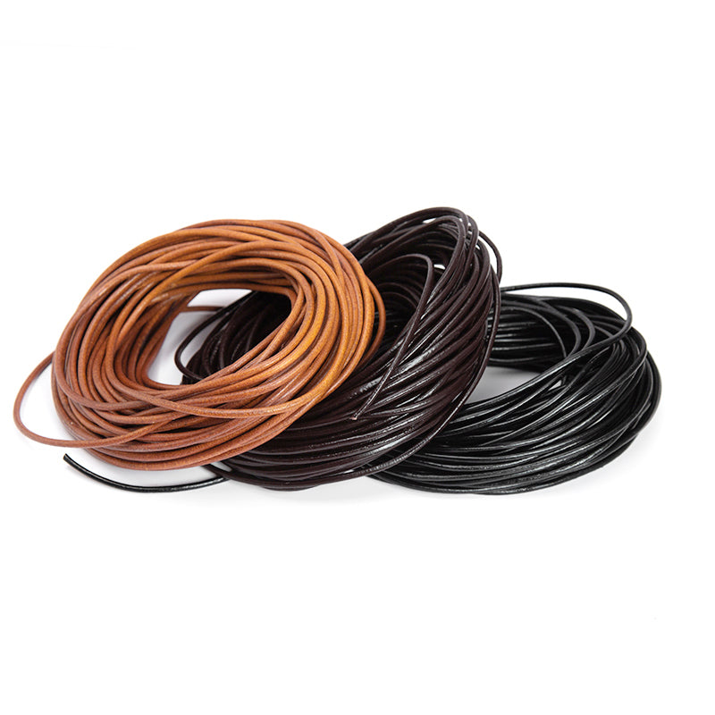 WUTA 1.5mm-6mm Wide Round Genuine Leather Strip Cord Round String