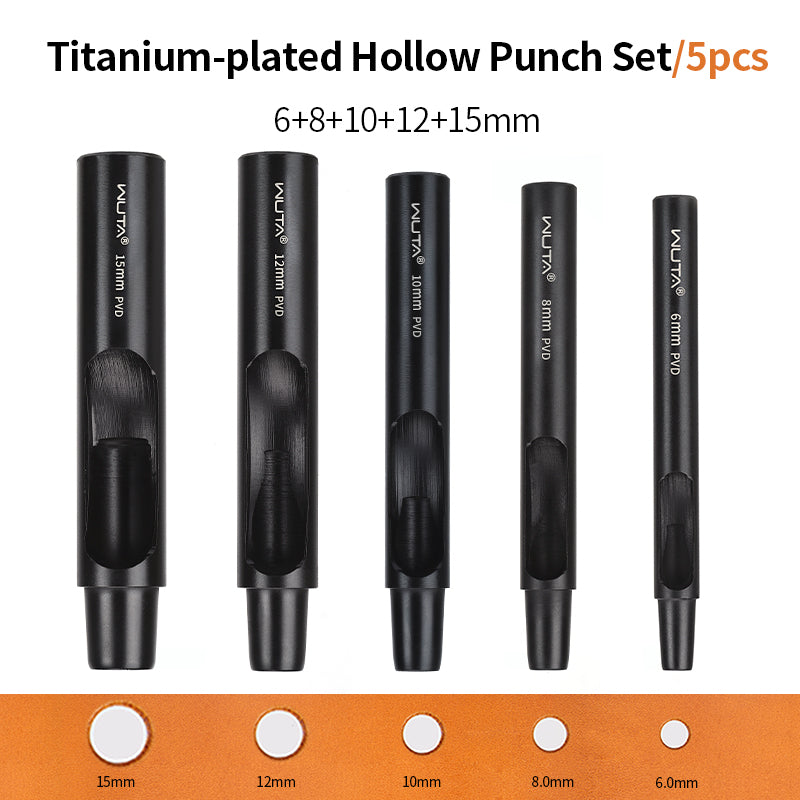 Leather Round Hole Punch Hollow Puncher Black Titanium Plated Punch Hole Tool | WUTA