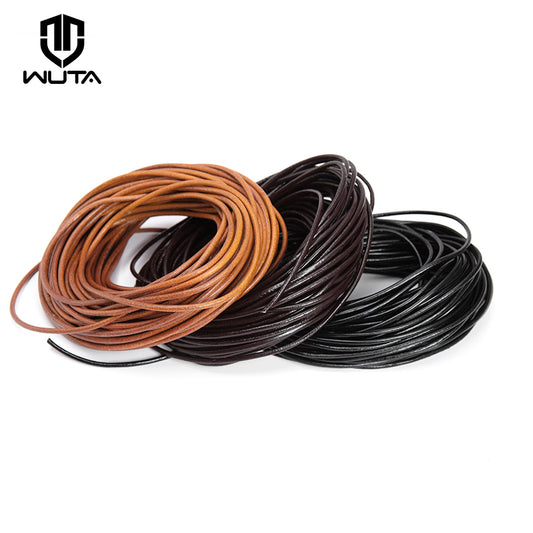 WUTA 1.5mm-6mm Wide Round Genuine Leather Strip Cord Round String