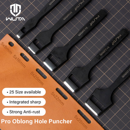 WUTA Leather Belt Hole Puncher Oval Hole Strap Watch Band Flat Punches Heavy Duty Oblong Punch Tools
