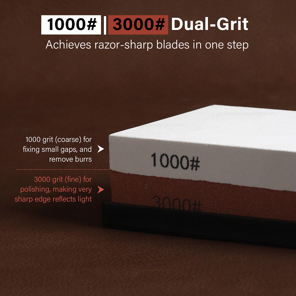 Double Sided Corundum Whetstone Dual-Sided Sharpening Stone 1000&3000 Grit | WUTA