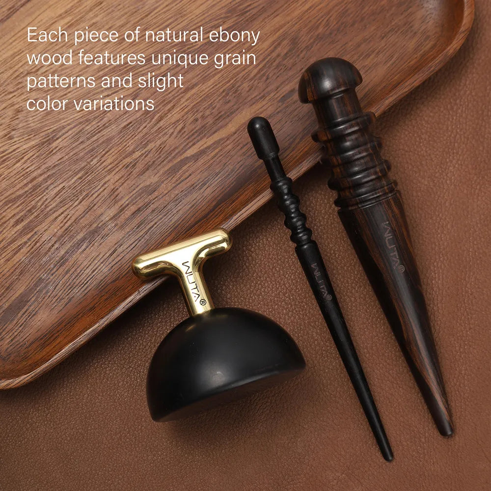 High Density Ebony Black Wood Leather Edge Burnisher Slicker | WUTA