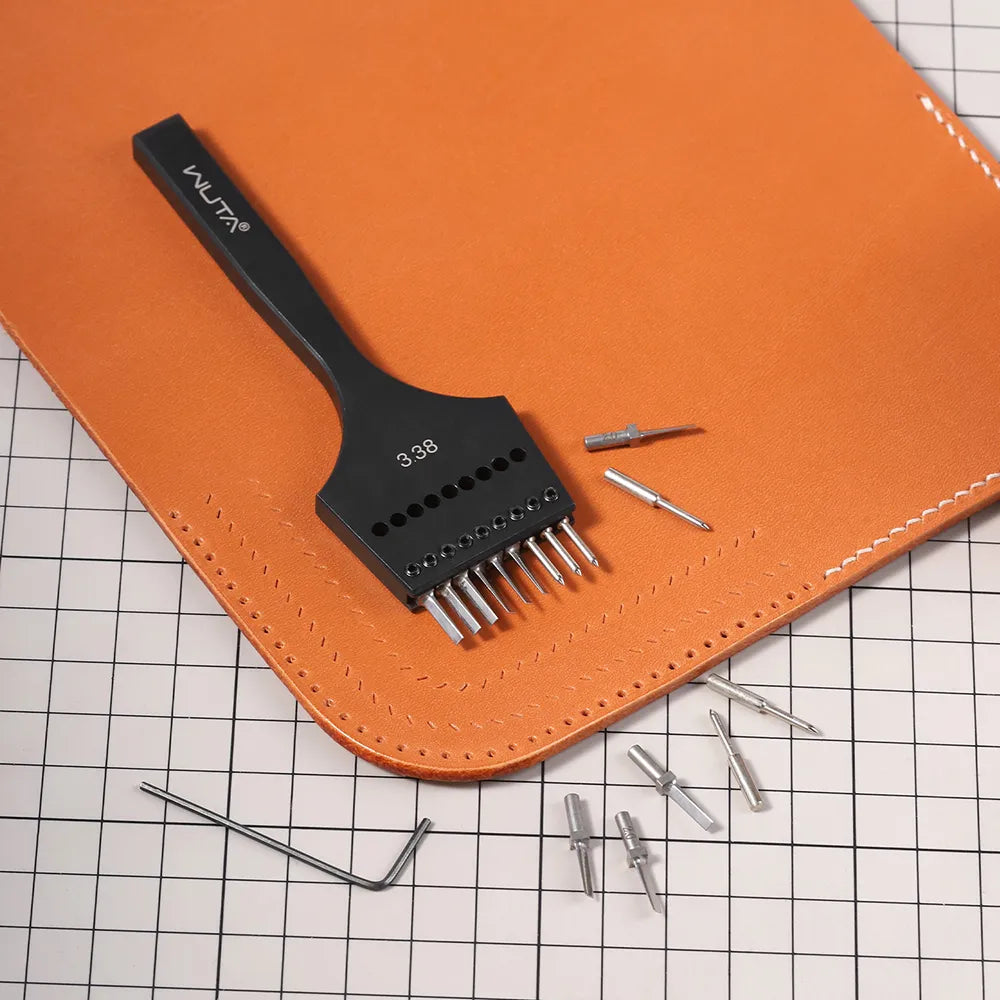 WUTA Interchangeable Leather French Style Pricking Iron – Hexagonal & Round Hole Punch