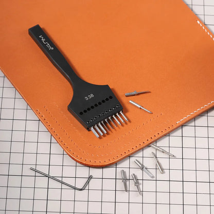 WUTA Interchangeable Leather French Style Pricking Iron – Hexagonal & Round Hole Punch