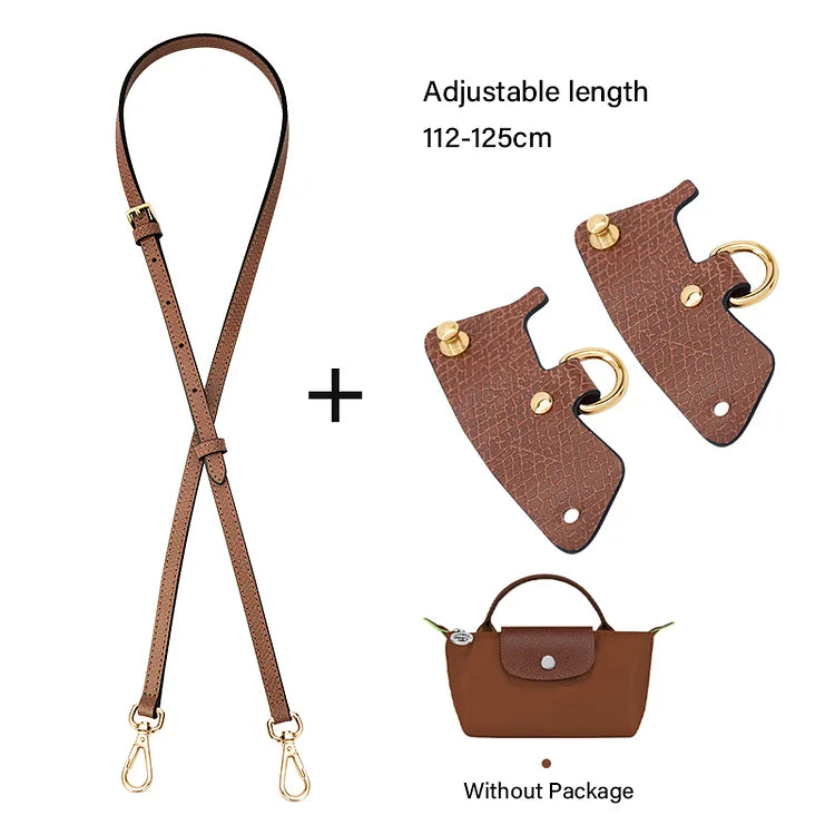 WUTA Bag Transformation for Longchamp mini Straps Punch free Long Real Leather Shoulder Strap Crossbody Strap