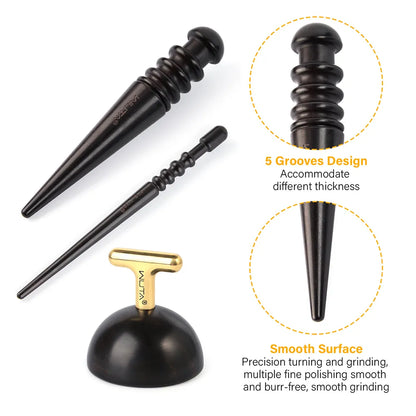 High Density Ebony Black Wood Leather Edge Burnisher Slicker | WUTA
