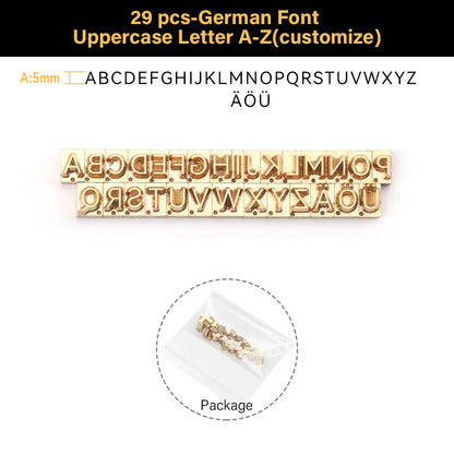 Customized French/German/Spanish Alphabet Brass Stamps Set for Leather Embossing | WUTA