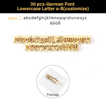 Customized French/German/Spanish Alphabet Brass Stamps Set for Leather Embossing | WUTA