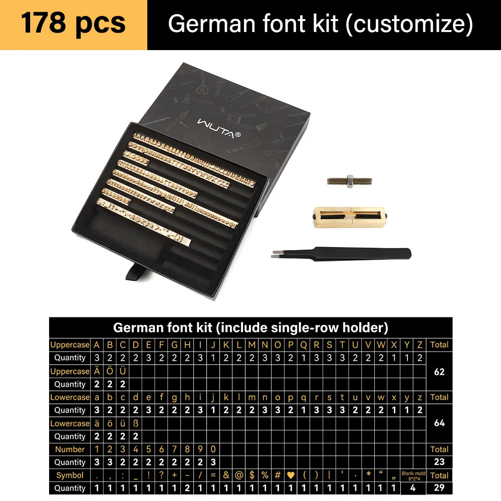 Customized French/German/Spanish Alphabet Brass Stamps Set for Leather Embossing | WUTA