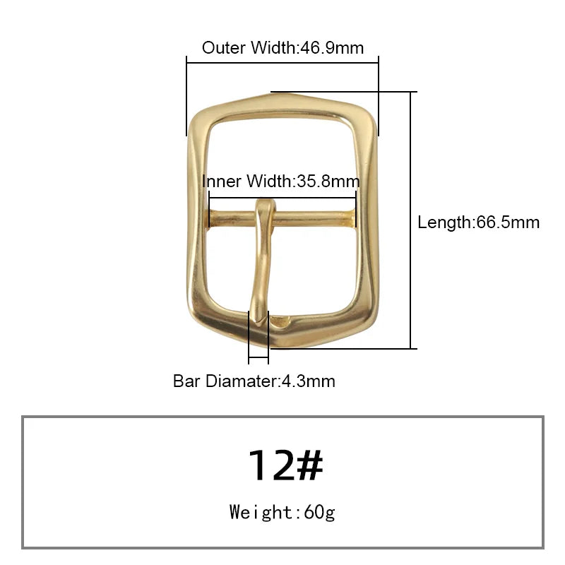 Solid Brass Belt Buckle Pure Copper Women Men's Pin Buckle Manual DIY Leather Craft Hardware | WUTA