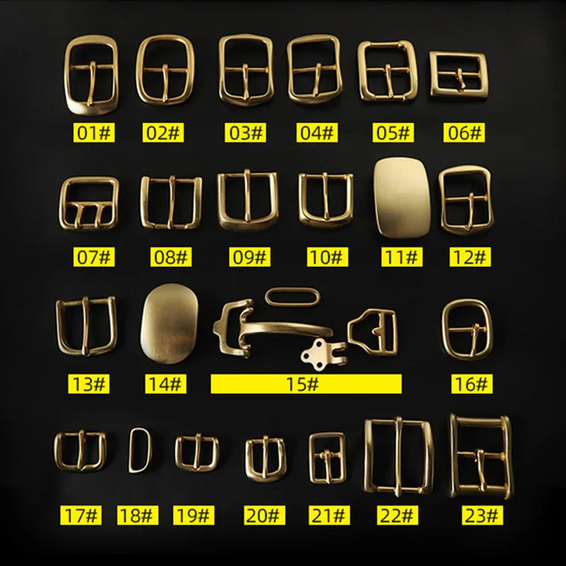 Solid Brass Belt Buckle Pure Copper Women Men's Pin Buckle Manual DIY Leather Craft Hardware | WUTA