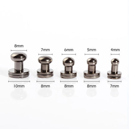 WUTA 10pcs 100% Solid Brass Sam Browne Buttons Chicago Screws Round Head Stud Slotted Screws Nail Rivet