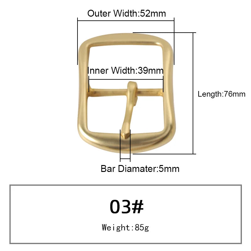 Solid Brass Belt Buckle Pure Copper Women Men's Pin Buckle Manual DIY Leather Craft Hardware | WUTA