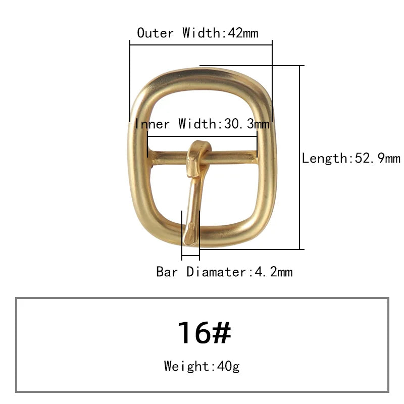Solid Brass Belt Buckle Pure Copper Women Men's Pin Buckle Manual DIY Leather Craft Hardware | WUTA