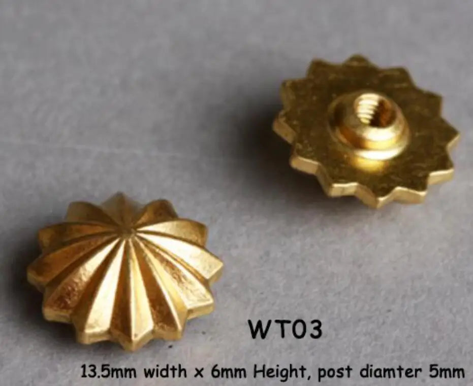 WUTA 10 Pcs Solid Brass Chrysanthemum Screw Back Rivet Stud Button Decoration for DIY Leather Craft Saddle Belt Wallet Bag Decor