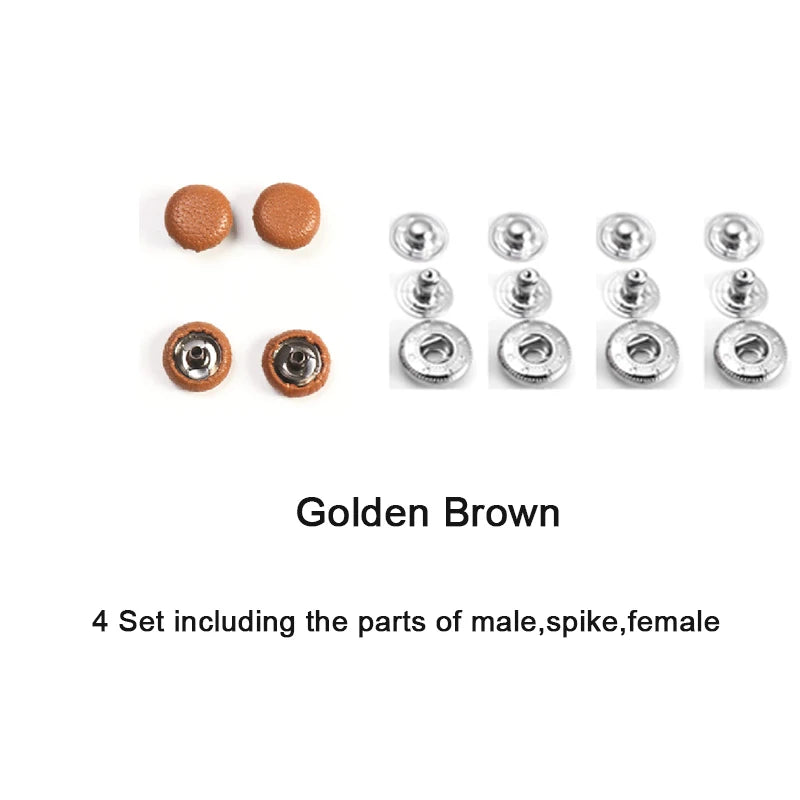 WUTA 4 Set Goat Skin Bag Button Snap Fastener Brass Metal Press Studs