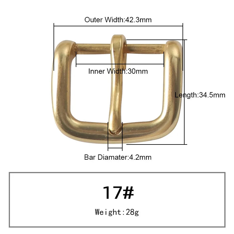 Solid Brass Belt Buckle Pure Copper Women Men's Pin Buckle Manual DIY Leather Craft Hardware | WUTA