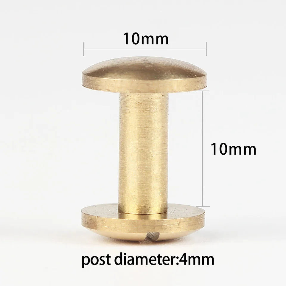 WUTA Brass Arc Belt Screw Stud Double Curved Head Chicago Nail Rivet For Leather Craft  DIY Belt/strap Accessories-Multi-size