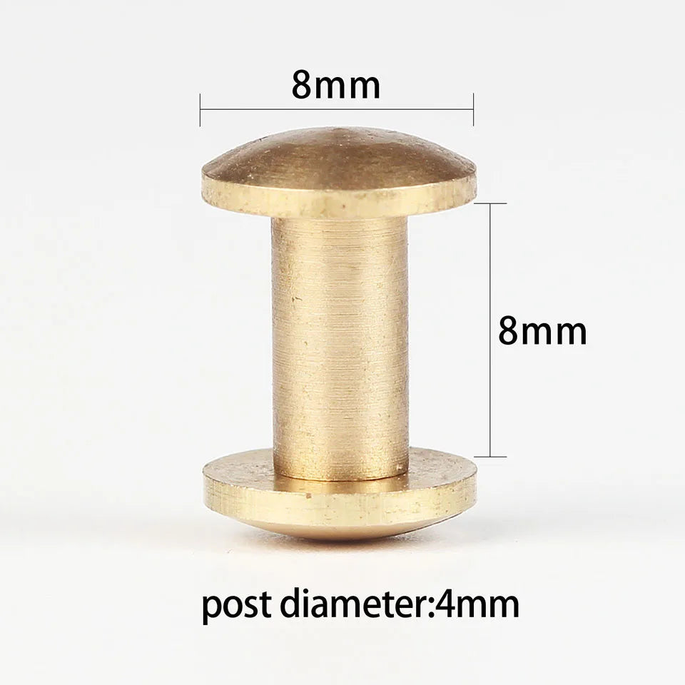 WUTA Brass Arc Belt Screw Stud Double Curved Head Chicago Nail Rivet For Leather Craft  DIY Belt/strap Accessories-Multi-size
