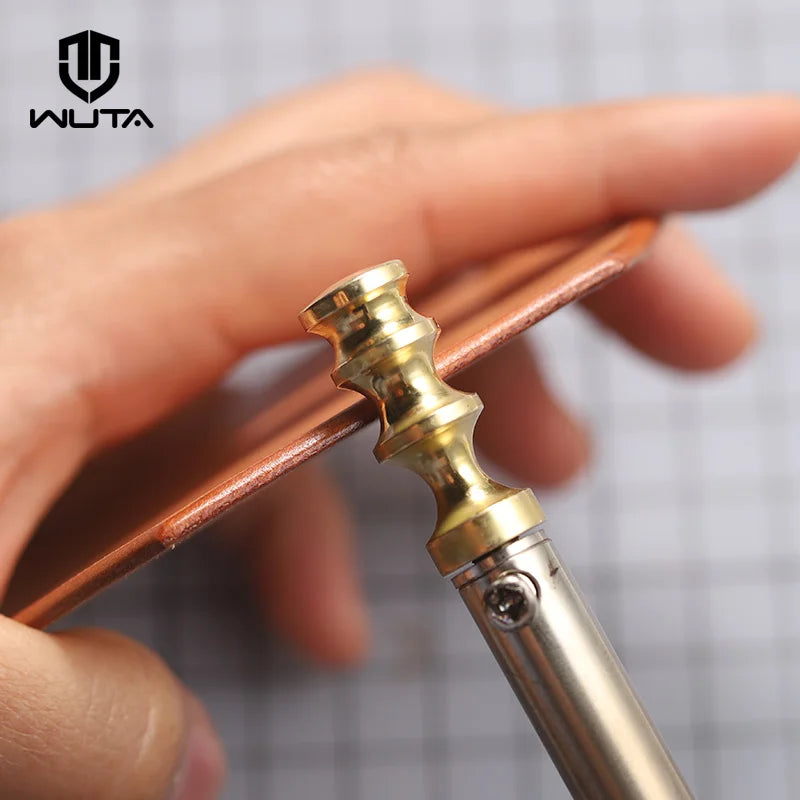 Solid Brass Soldering Iron Marking Creaser Tips Power Edge Slicker Leather Burnisher Tool Round/Sharp | WUTA