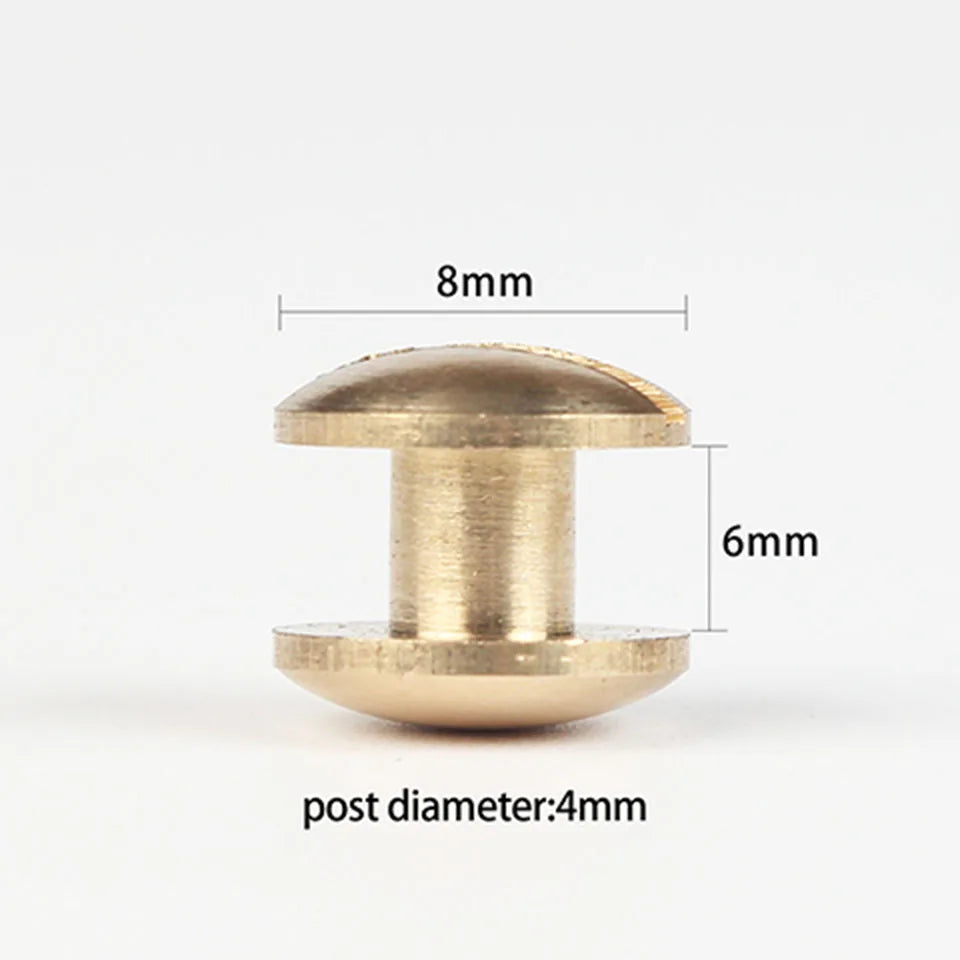 4-10mm Flat Belt Screw Leather Craft Chicago Nail Brass Solid Rivets Stud Head