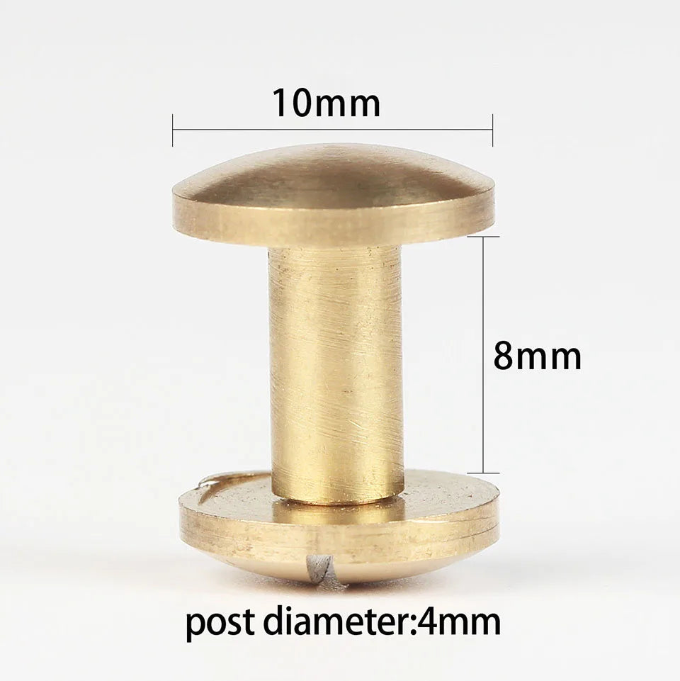 WUTA Brass Arc Belt Screw Stud Double Curved Head Chicago Nail Rivet For Leather Craft  DIY Belt/strap Accessories-Multi-size