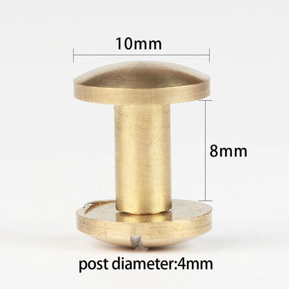 WUTA Brass Arc Belt Screw Stud Double Curved Head Chicago Nail Rivet For Leather Craft  DIY Belt/strap Accessories-Multi-size