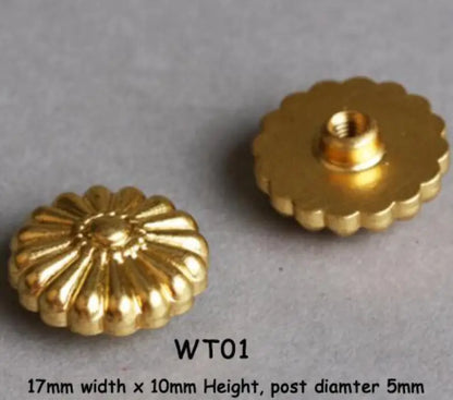 WUTA 10 Pcs Solid Brass Chrysanthemum Screw Back Rivet Stud Button Decoration for DIY Leather Craft Saddle Belt Wallet Bag Decor