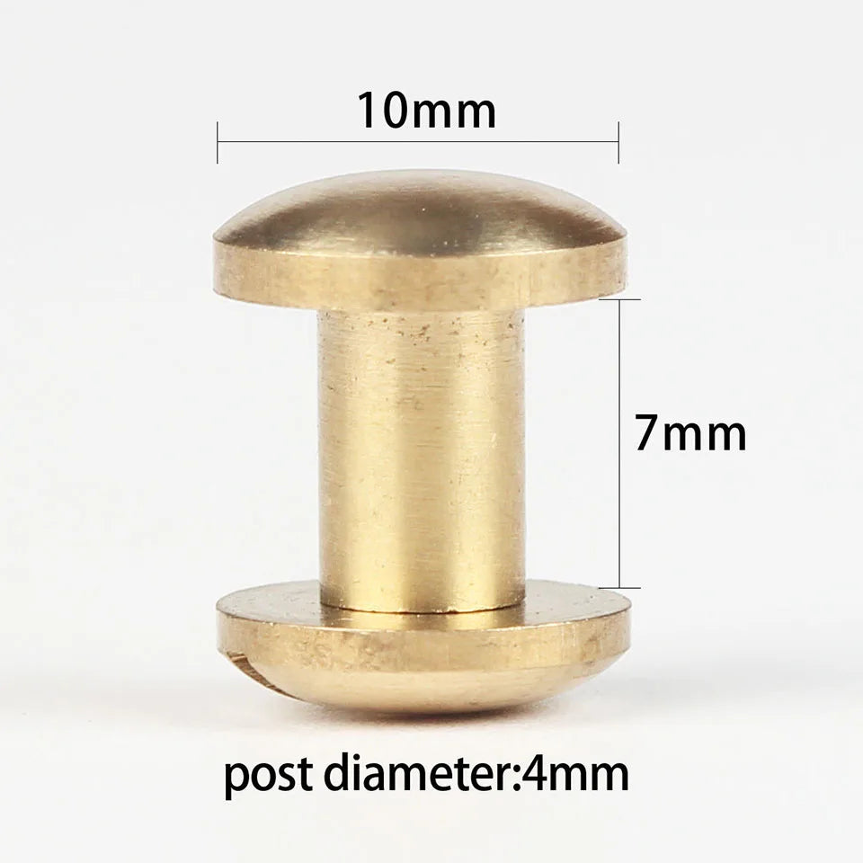 WUTA Brass Arc Belt Screw Stud Double Curved Head Chicago Nail Rivet For Leather Craft  DIY Belt/strap Accessories-Multi-size
