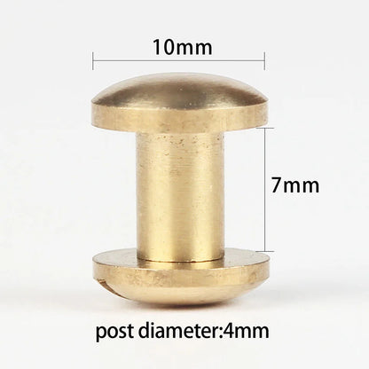 WUTA Brass Arc Belt Screw Stud Double Curved Head Chicago Nail Rivet For Leather Craft  DIY Belt/strap Accessories-Multi-size