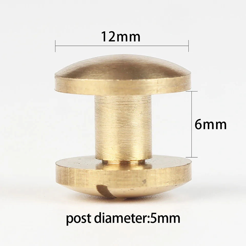 WUTA Brass Arc Belt Screw Stud Double Curved Head Chicago Nail Rivet For Leather Craft  DIY Belt/strap Accessories-Multi-size