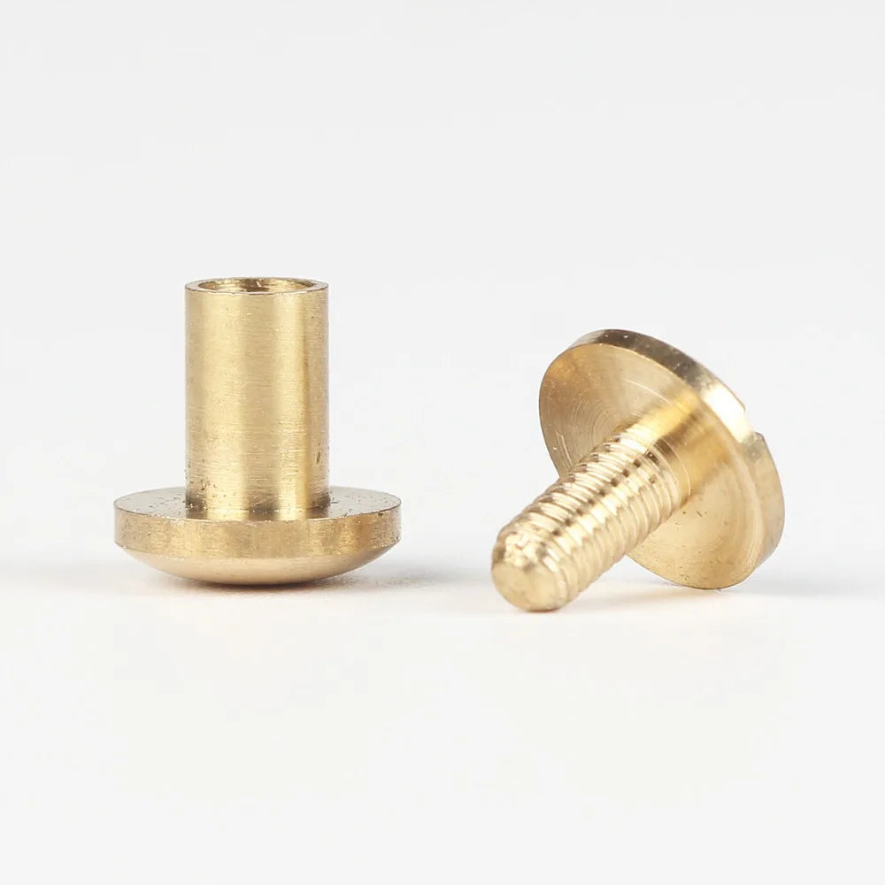 WUTA Brass Arc Belt Screw Stud Double Curved Head Chicago Nail Rivet For Leather Craft  DIY Belt/strap Accessories-Multi-size