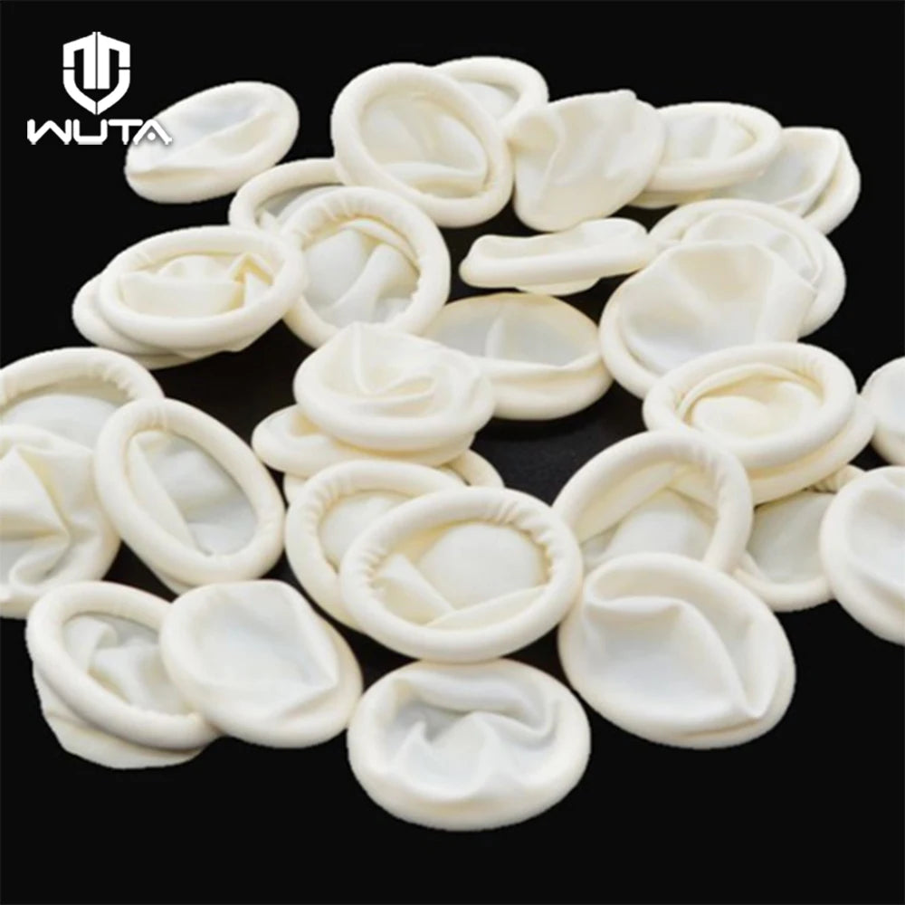 100pcs Natural Latex Finger Cots Rubber Fingertip Protection for Sewing & Nails|WUTA