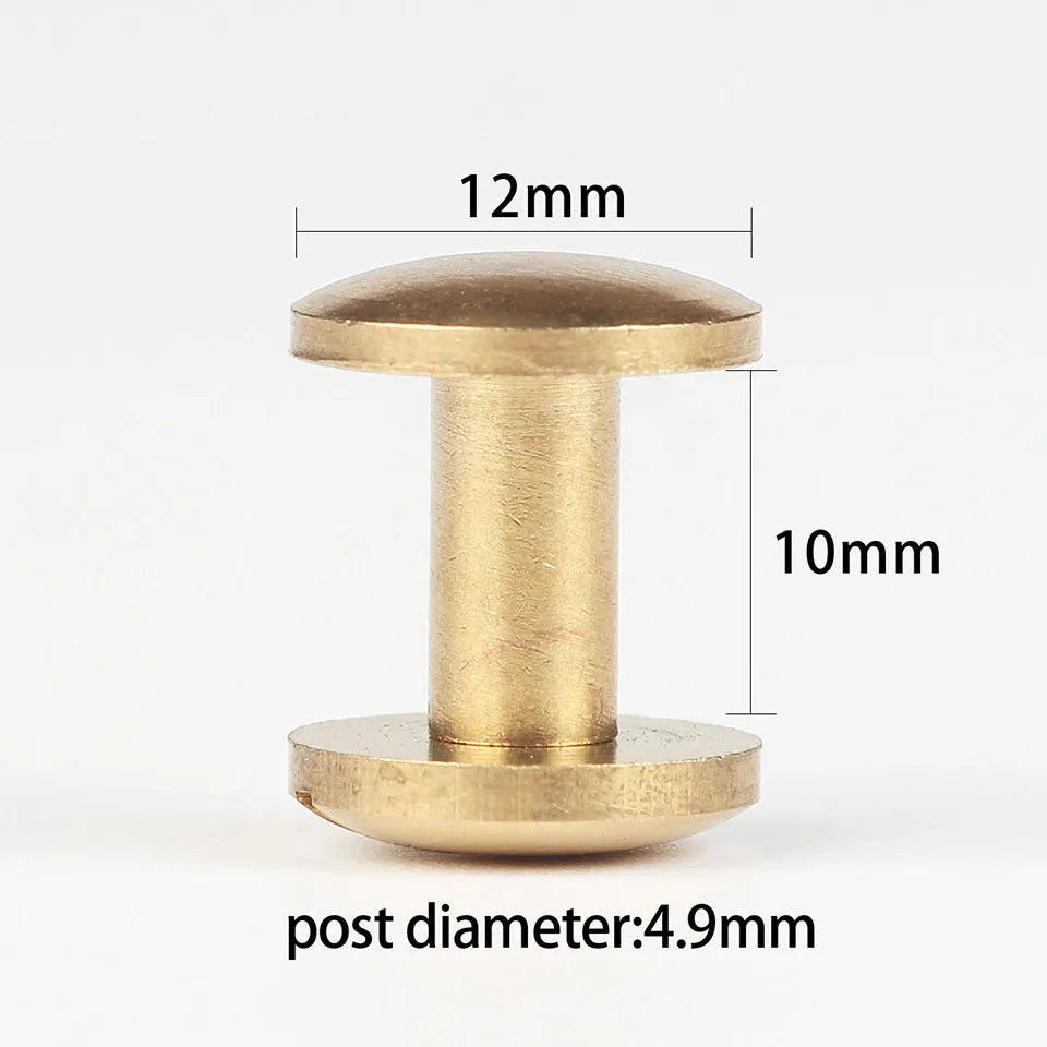 WUTA Brass Arc Belt Screw Stud Double Curved Head Chicago Nail Rivet For Leather Craft  DIY Belt/strap Accessories-Multi-size