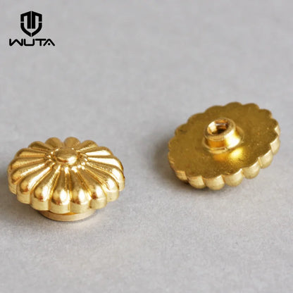 WUTA 10 Pcs Solid Brass Chrysanthemum Screw Back Rivet Stud Button Decoration for DIY Leather Craft Saddle Belt Wallet Bag Decor