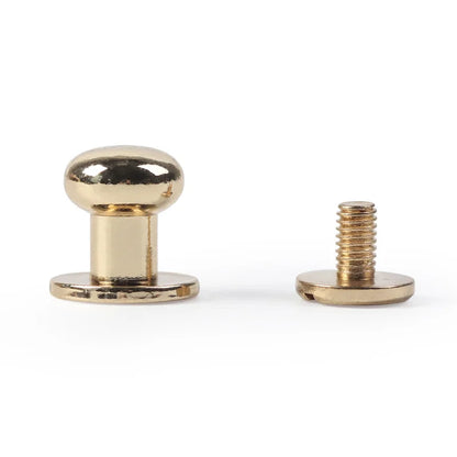 WUTA 10pcs 100% Solid Brass Sam Browne Buttons Chicago Screws Round Head Stud Slotted Screws Nail Rivet