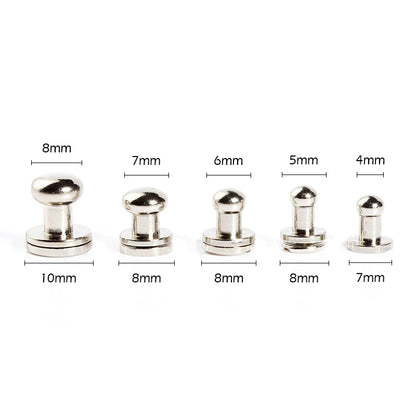 WUTA 10pcs 100% Solid Brass Sam Browne Buttons Chicago Screws Round Head Stud Slotted Screws Nail Rivet