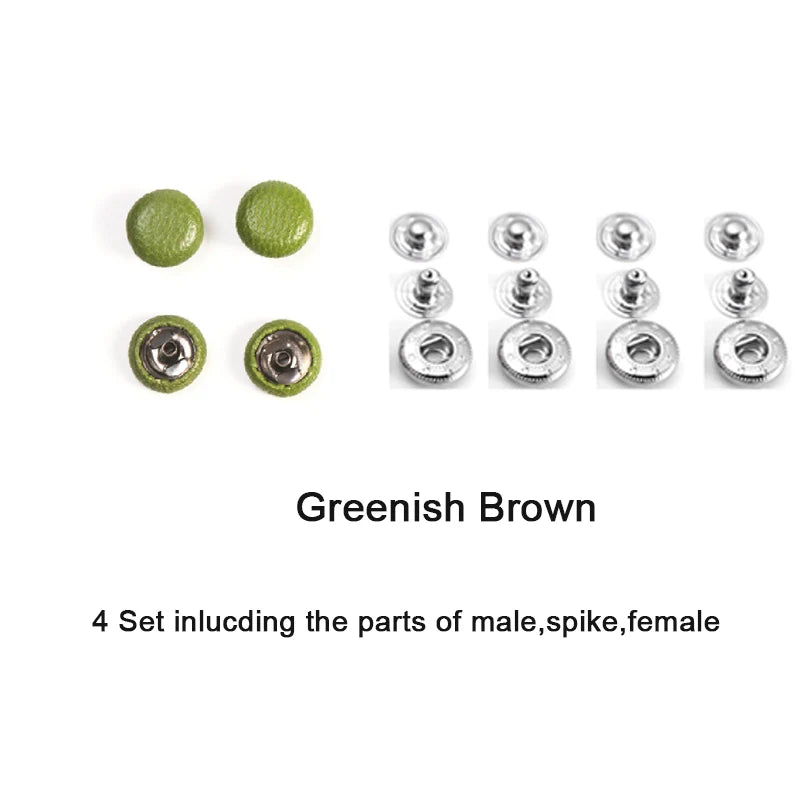 WUTA 4 Set Goat Skin Bag Button Snap Fastener Brass Metal Press Studs