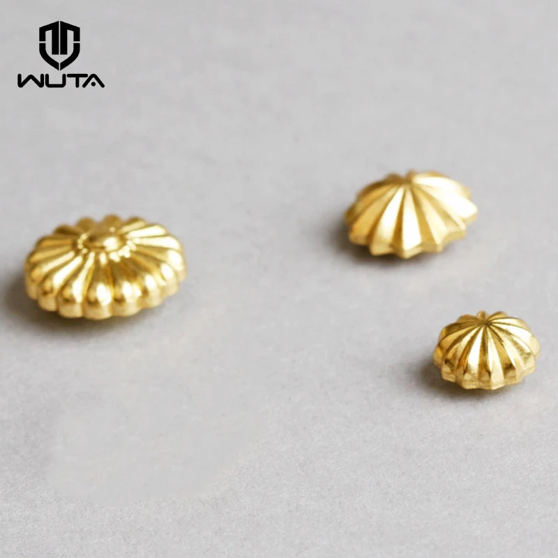 WUTA 10 Pcs Solid Brass Chrysanthemum Screw Back Rivet Stud Button Decoration for DIY Leather Craft Saddle Belt Wallet Bag Decor