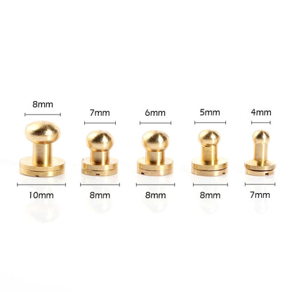 WUTA 10pcs 100% Solid Brass Sam Browne Buttons Chicago Screws Round Head Stud Slotted Screws Nail Rivet