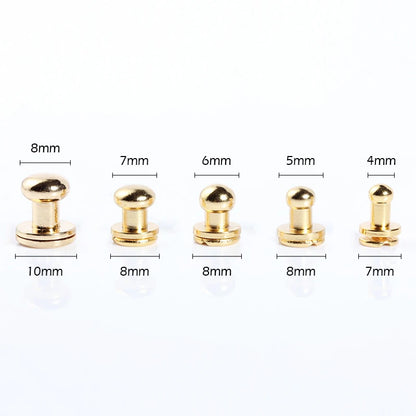 WUTA 10pcs 100% Solid Brass Sam Browne Buttons Chicago Screws Round Head Stud Slotted Screws Nail Rivet