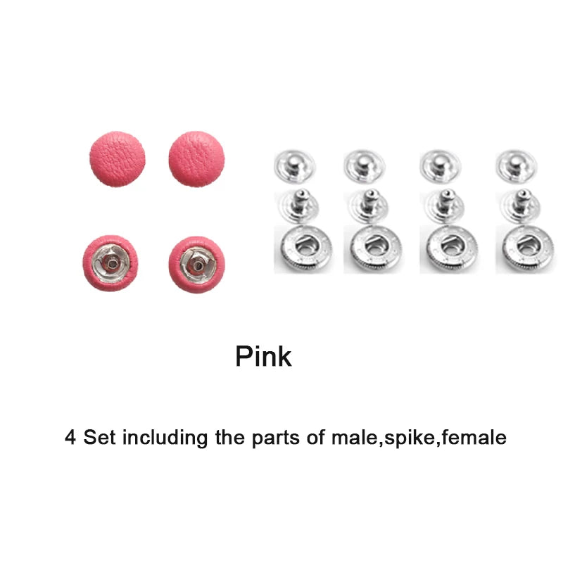 WUTA 4 Set Goat Skin Bag Button Snap Fastener Brass Metal Press Studs
