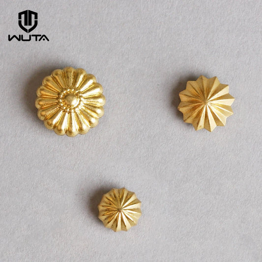 WUTA 10 Pcs Solid Brass Chrysanthemum Screw Back Rivet Stud Button Decoration for DIY Leather Craft Saddle Belt Wallet Bag Decor
