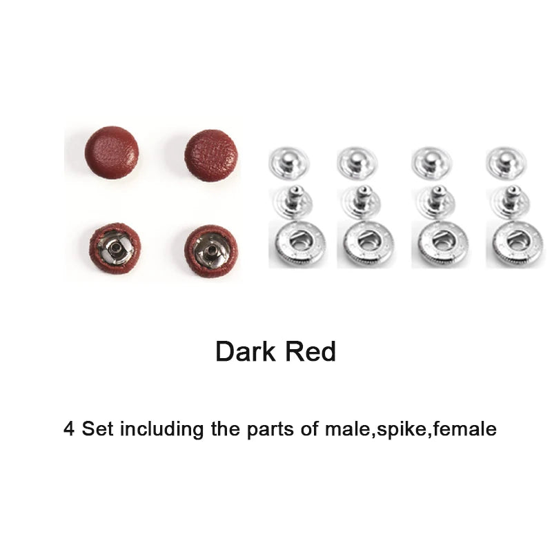 WUTA 4 Set Goat Skin Bag Button Snap Fastener Brass Metal Press Studs