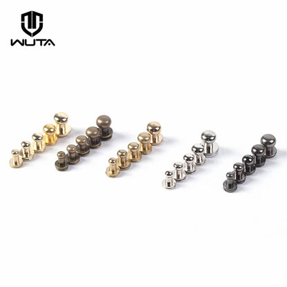 WUTA 10pcs 100% Solid Brass Sam Browne Buttons Chicago Screws Round Head Stud Slotted Screws Nail Rivet