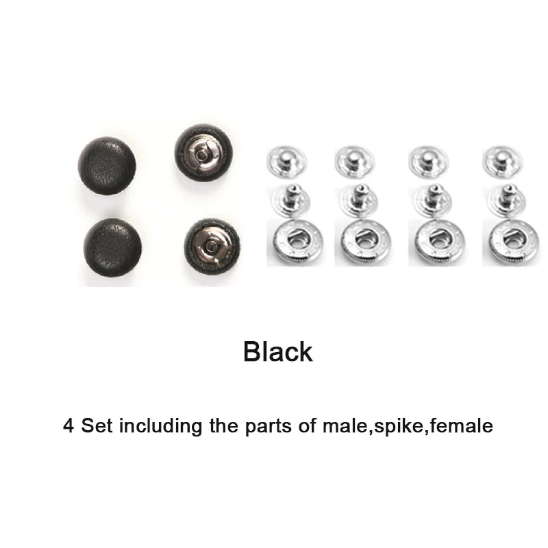 WUTA 4 Set Goat Skin Bag Button Snap Fastener Brass Metal Press Studs