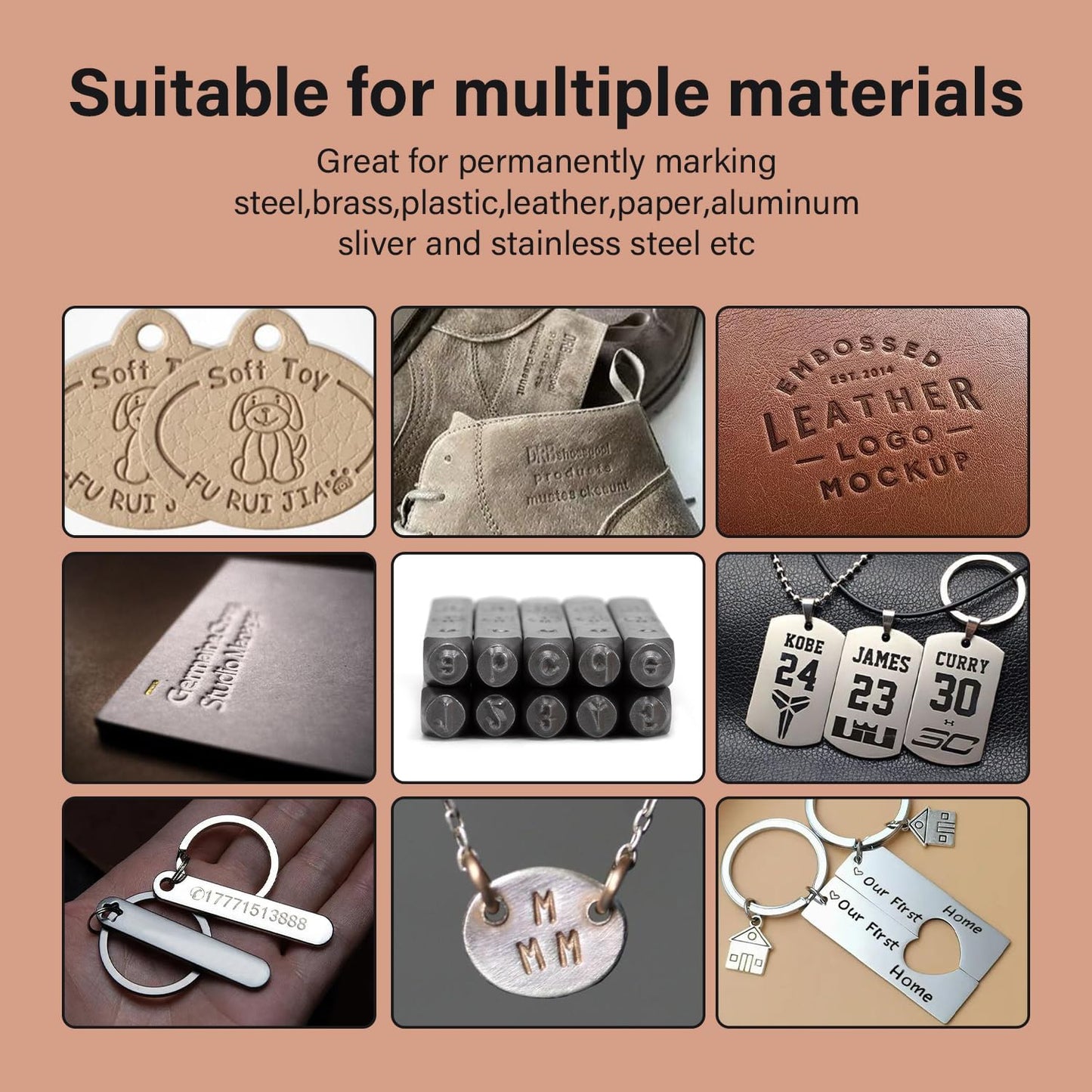 Leather Metal Stamping kit,1/8" (3mm) Stamped Steel Letter and Number Punch Jewelry Metal Stamps Set | WUTA