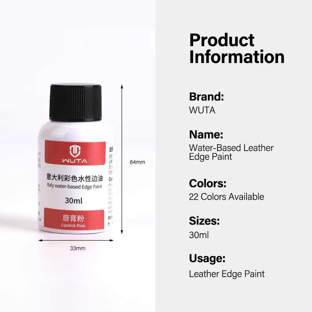 WUTA 30ml Professional Leather Edge Paint Oil Dye Edge Dressing Color Coats Leather Finish Supplies DIY Craft Leather Shoe Edges